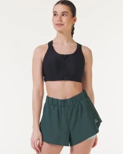 High Support Front Zip Bra Black
