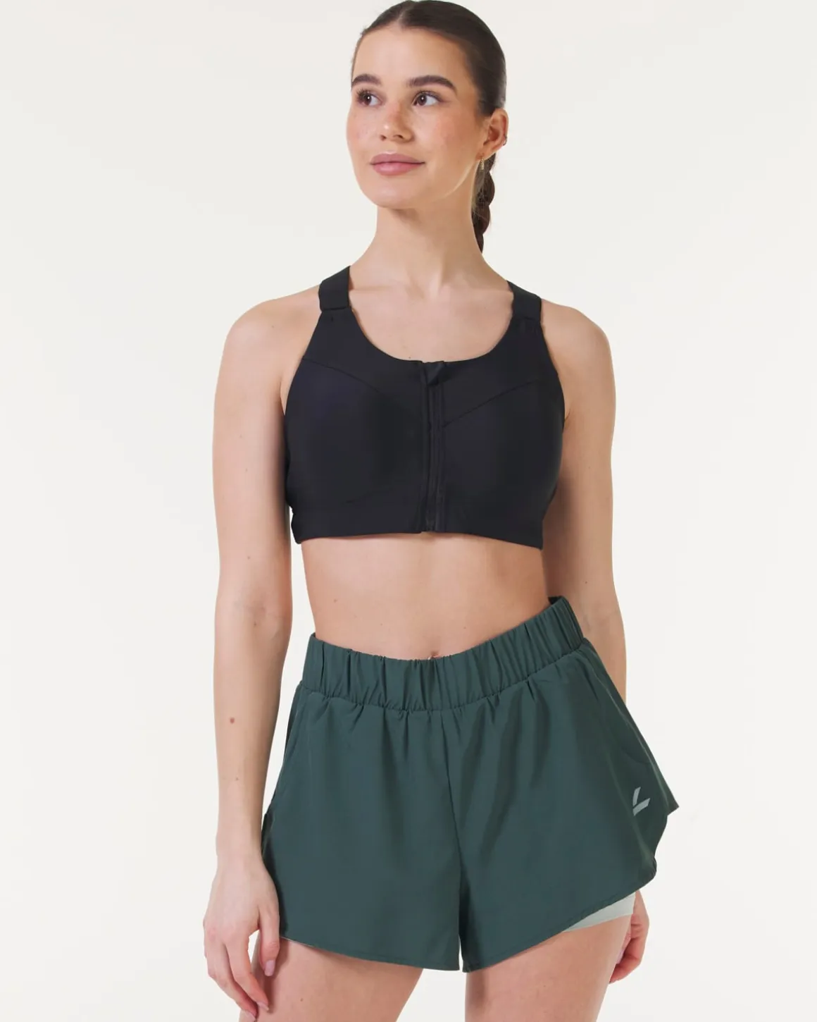 High Support Front Zip Bra Black