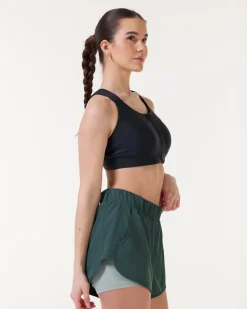 High Support Front Zip Bra Black