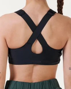 High Support Front Zip Bra Black