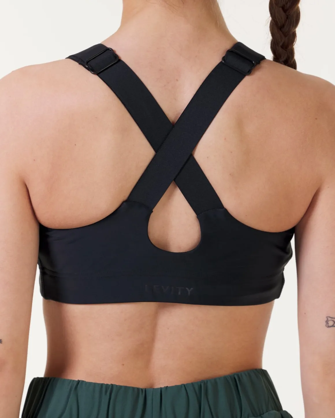 High Support Front Zip Bra Black