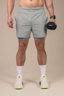 Hybrid 2-1 Pocket Shorts M Green Slate