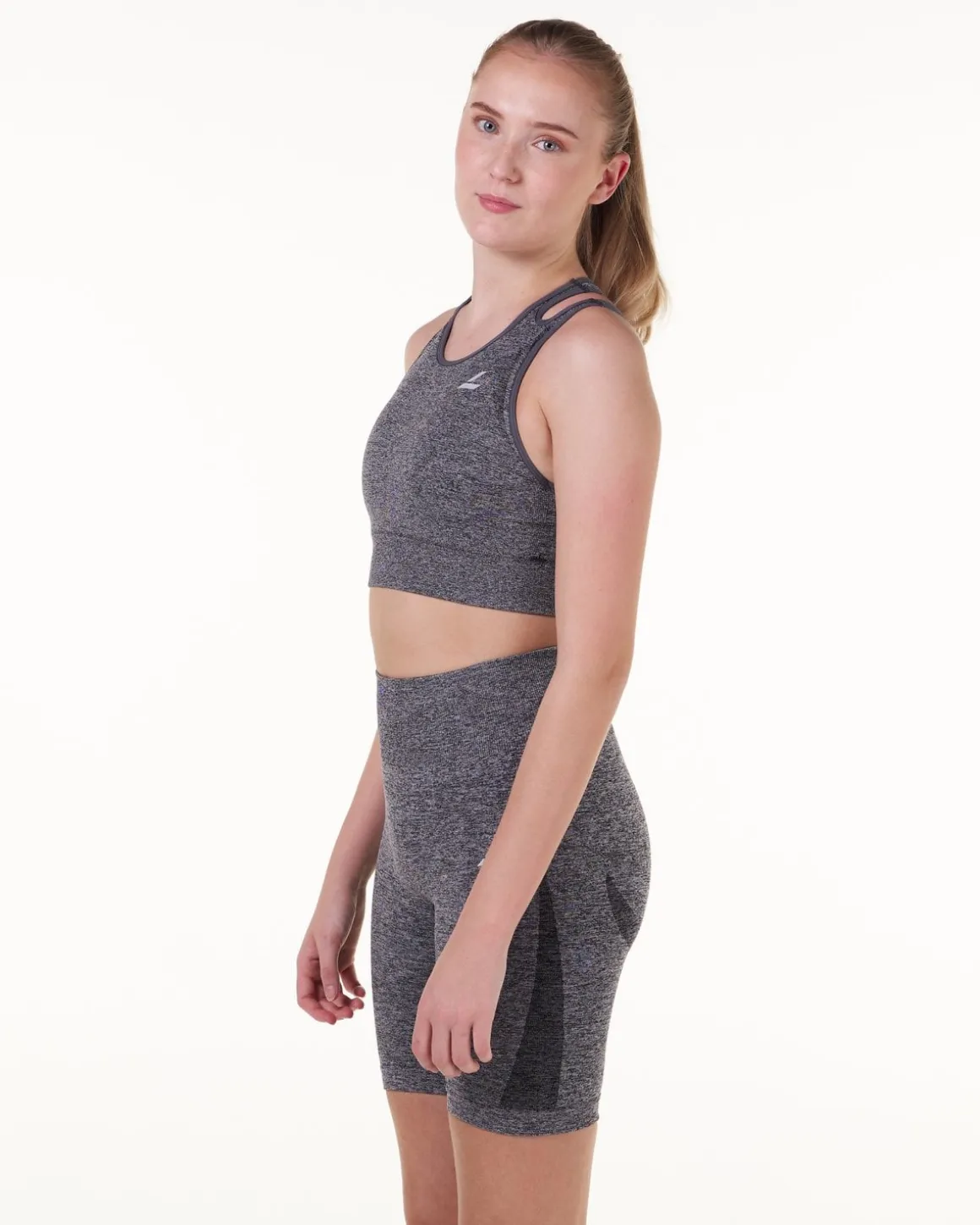 LEVITY Solar Cut Out Seamless Bra + Shorts Grey SET