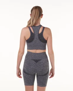 LEVITY Solar Cut Out Seamless Bra + Shorts Grey SET