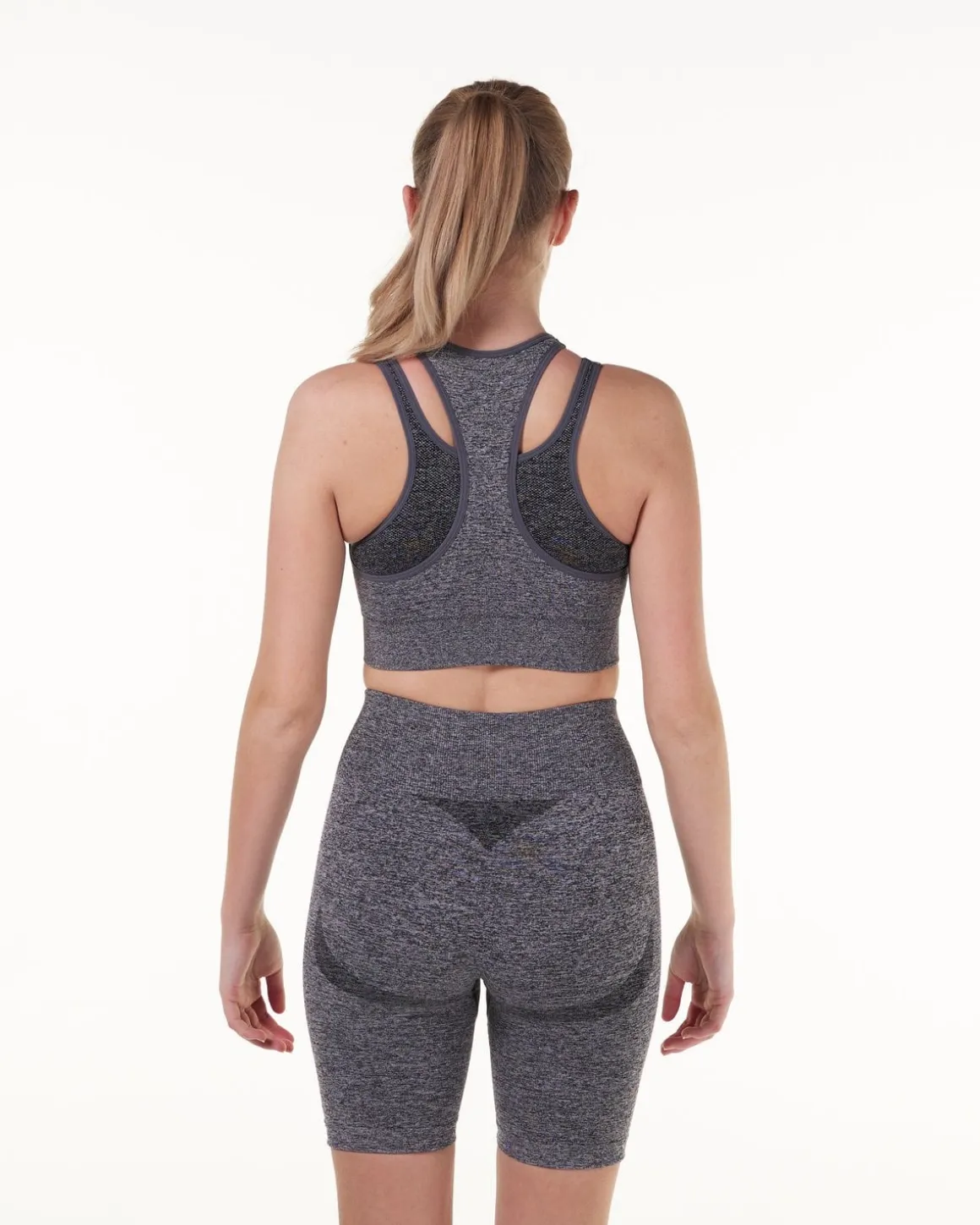 LEVITY Solar Cut Out Seamless Bra + Shorts Grey SET