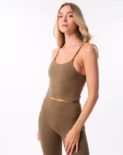Lively Crop Tank Green Olive