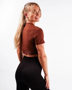Lively Crop Tee Brown Chocolate