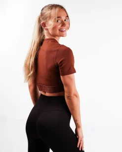 Lively Crop Tee + Tights Brown Chocolate SET