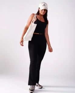 Lively Foldover Flare Pants Black
