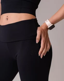 Lively Foldover Flare Pants Black