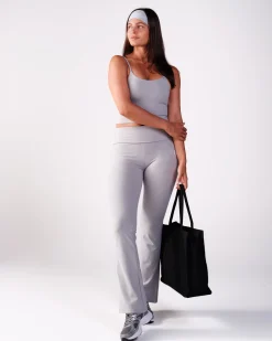 Lively Foldover Flare Pants Grey Melange