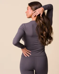 Lively V-Neck LS Grey Thunder