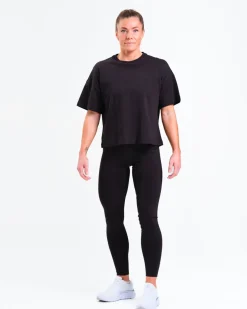 Loose Fit Crop Tee W Black