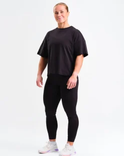 Loose Fit Crop Tee W Black