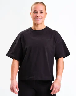 Loose Fit Crop Tee W Black