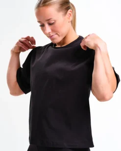 Loose Fit Crop Tee W Black