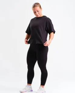 Loose Fit Crop Tee W Black