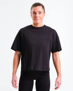 Loose Fit Crop Tee W Black