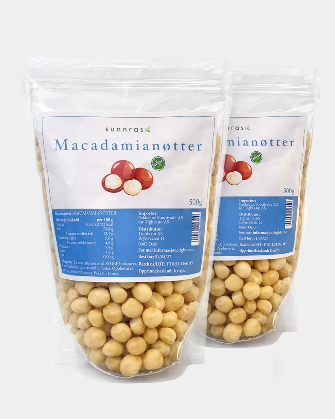 Macadamianøtter 2x500g