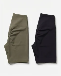 Magnify Scrunch Biker Shorts 2.0 Black + Green 2-PACK
