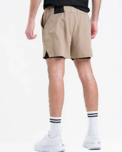 Mesh Tee M White + Hybrid 2-1 Shorts Beige SET