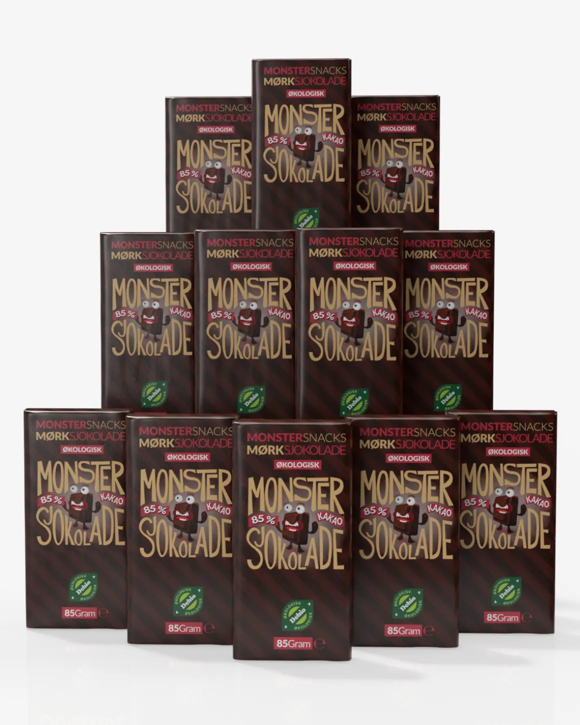 Monster Økologisk Fair Trade 85% Mørk Sjokolade 12x85g