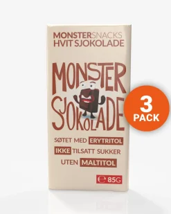 Monster Lavkarbo Belgisk Hvit Sjokolade 3x85g