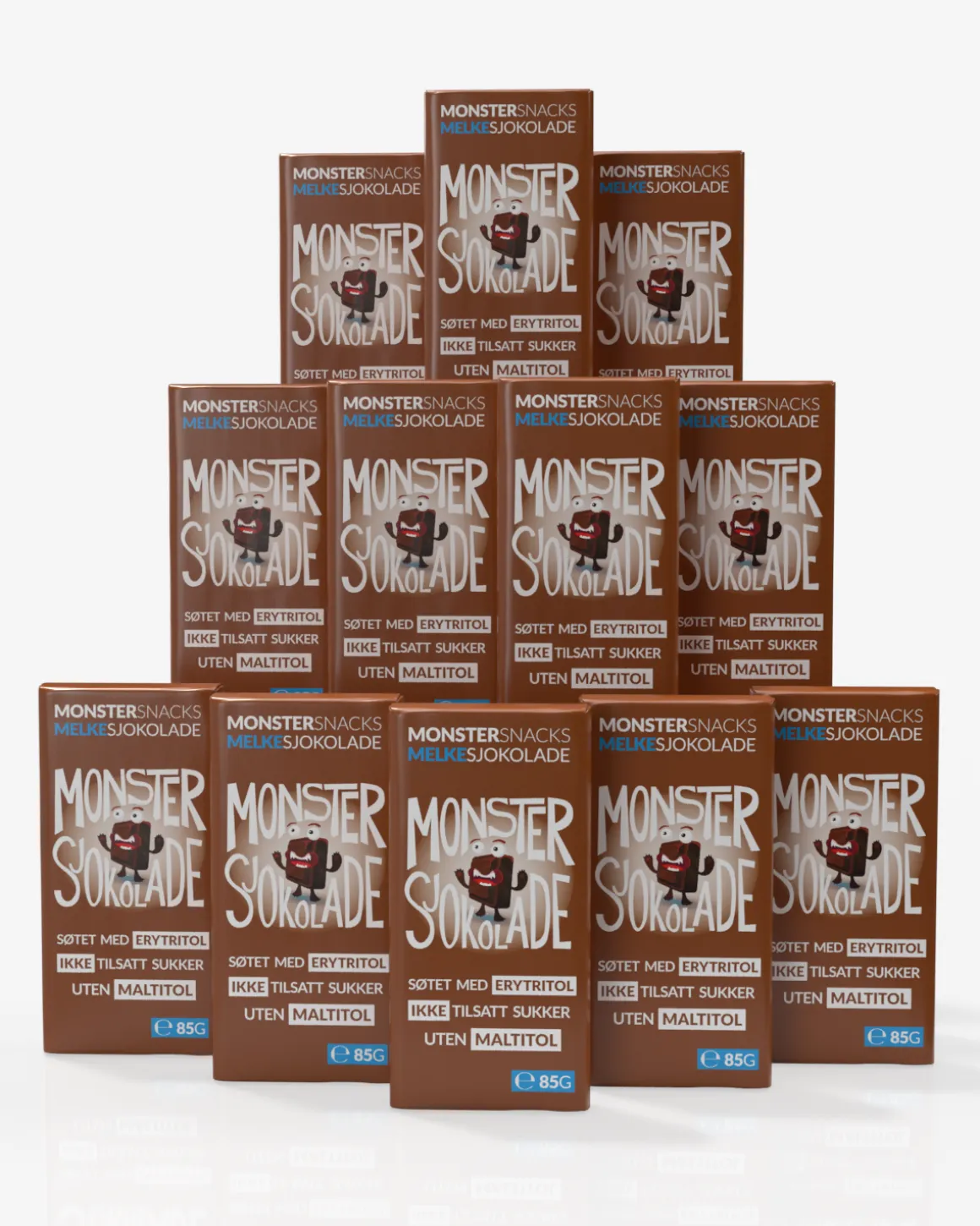 Monster Lavkarbo Belgisk Melkesjokolade 12x85g
