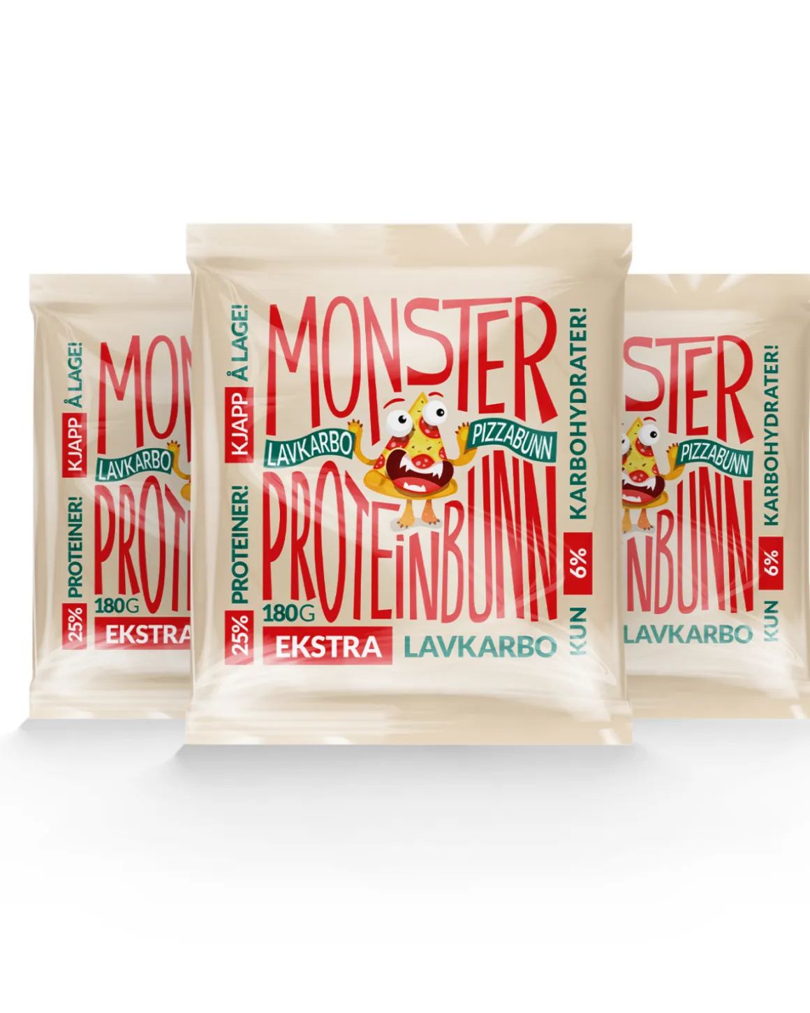 Monster Lavkarbo Pizzabunn 3x180g