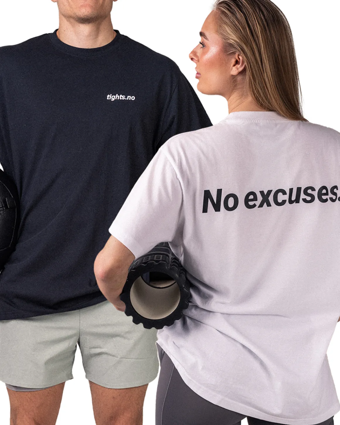 No Excuses T-shirt Unisex White + Black 2-PACK