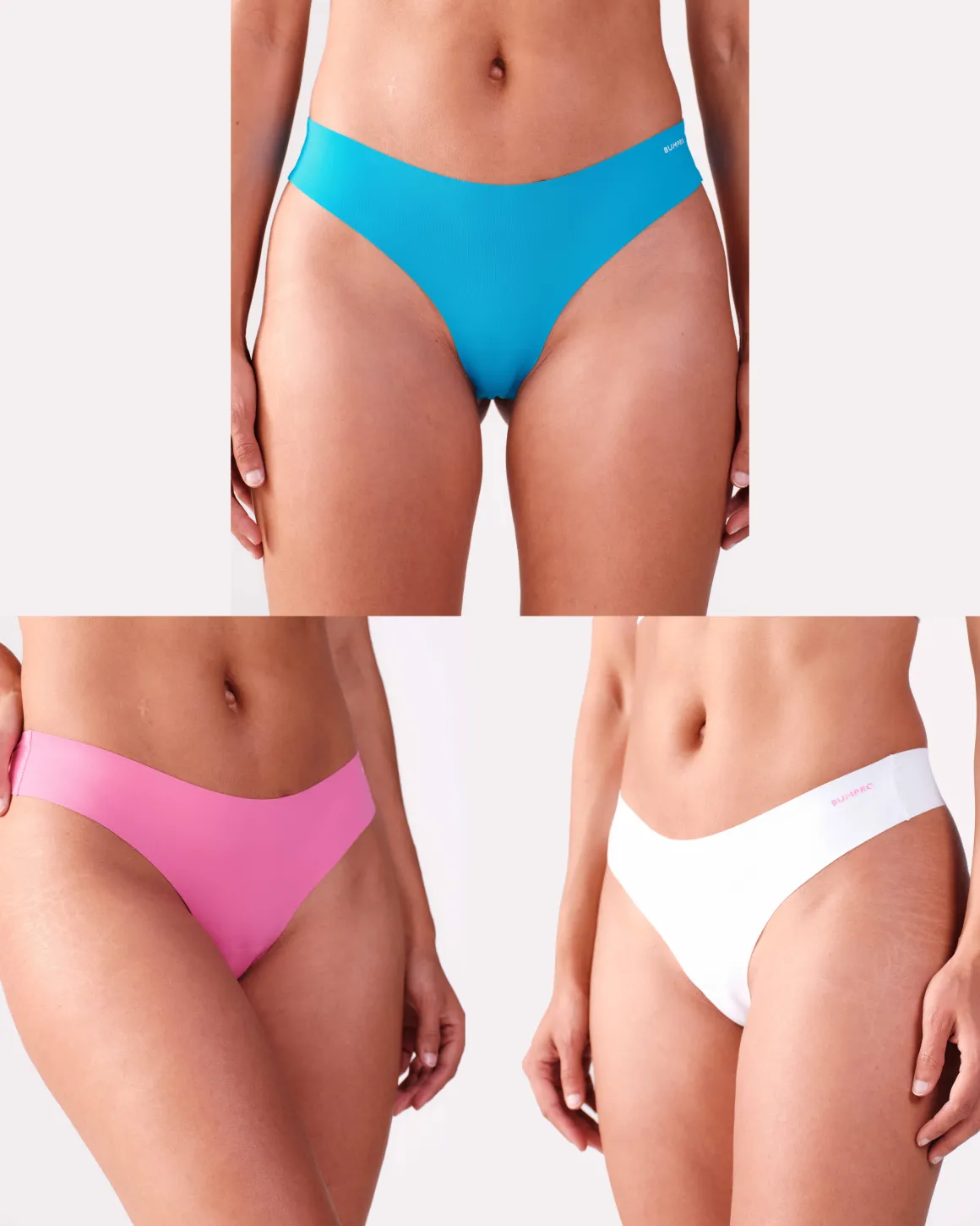 No Show Thong Pink/Blue/White 9-PACK