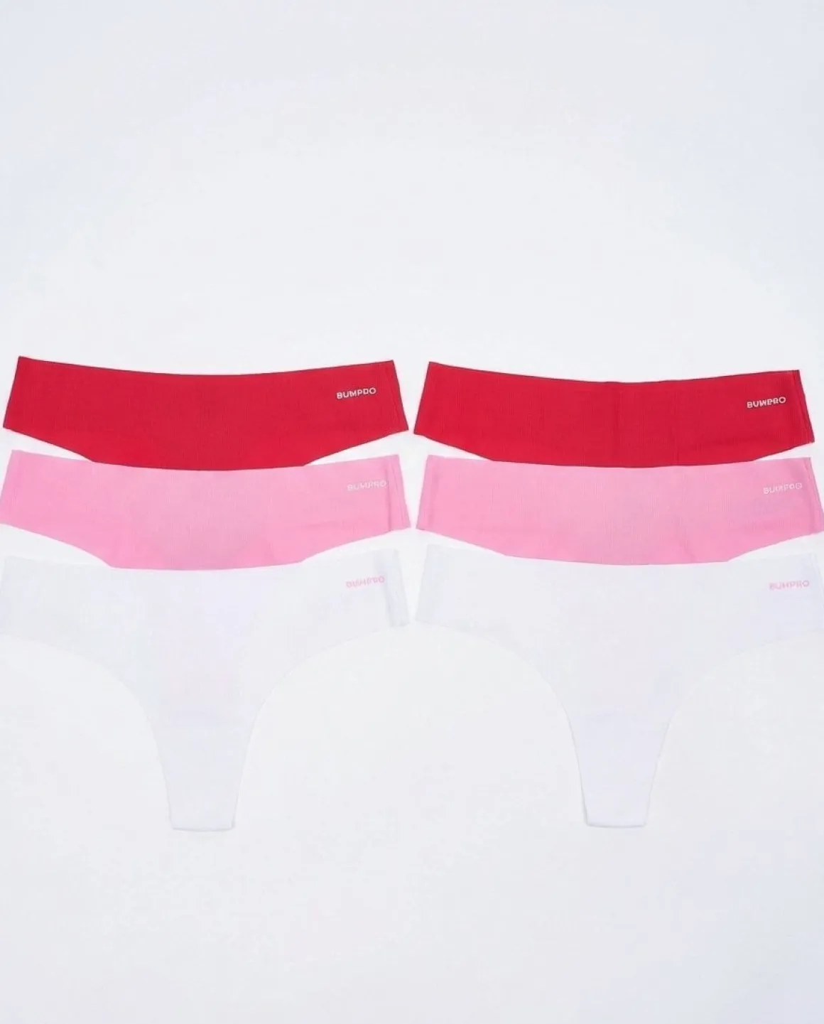 No Show Thong Rib Pink/Red/White 6-pack