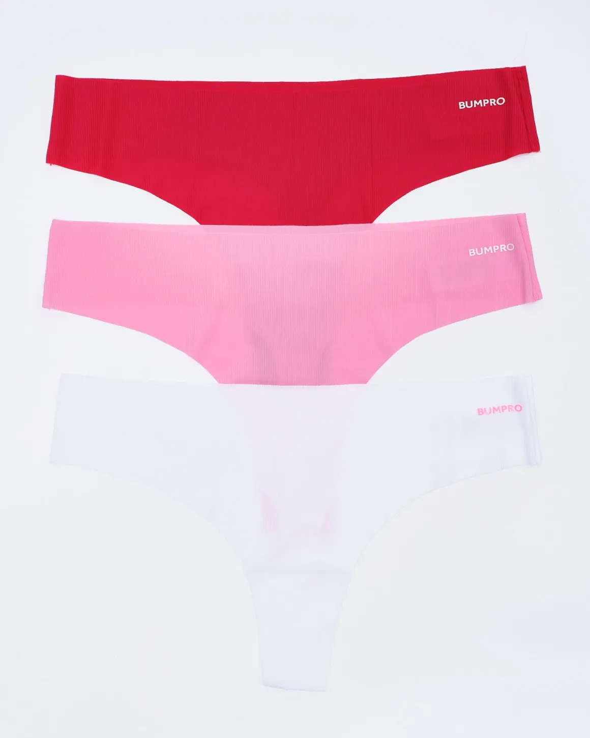 No Show Thong Rib Pink/Red/White 6-pack