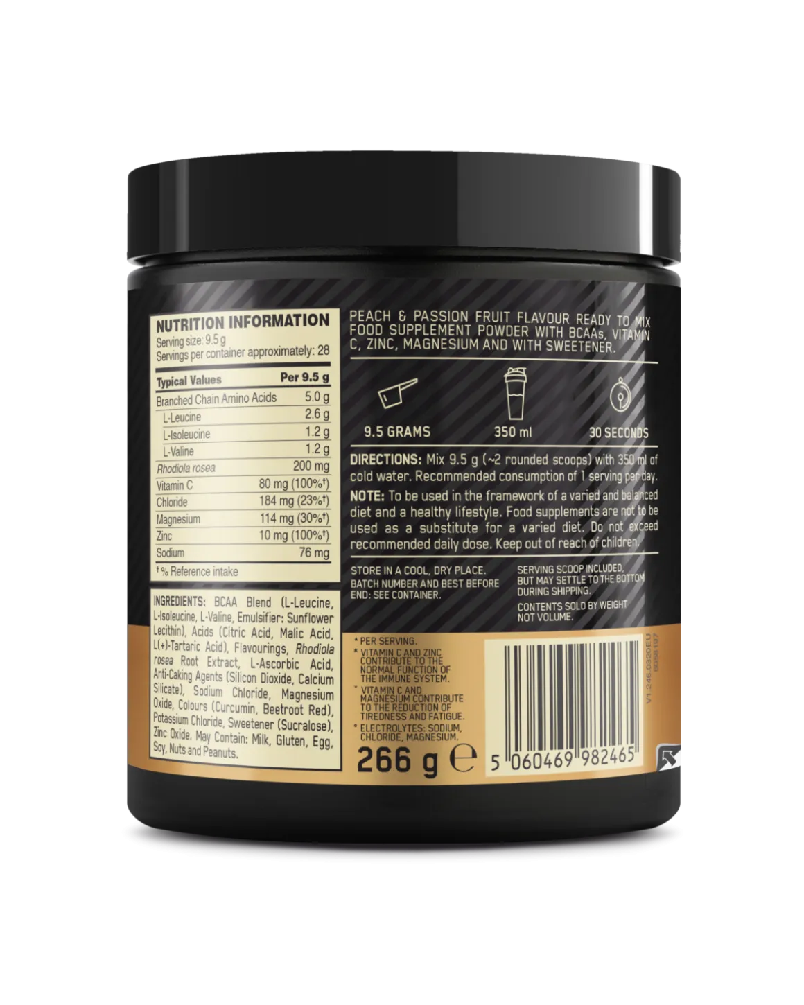 ON Gold Standard BCAA Train+Sustain 266g – Peach & Passionfruit