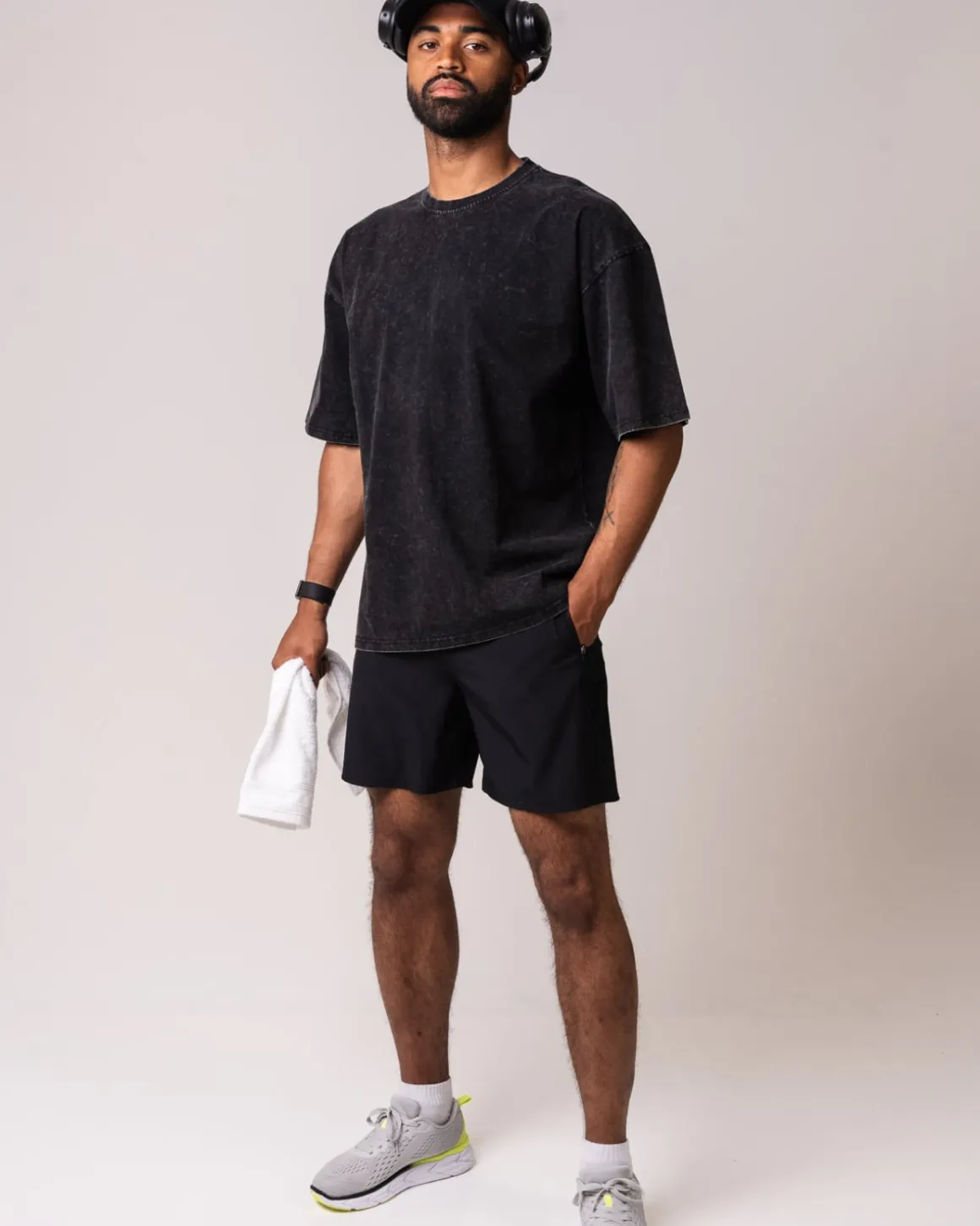 Oversized Cotton T-Shirt M Black Washed