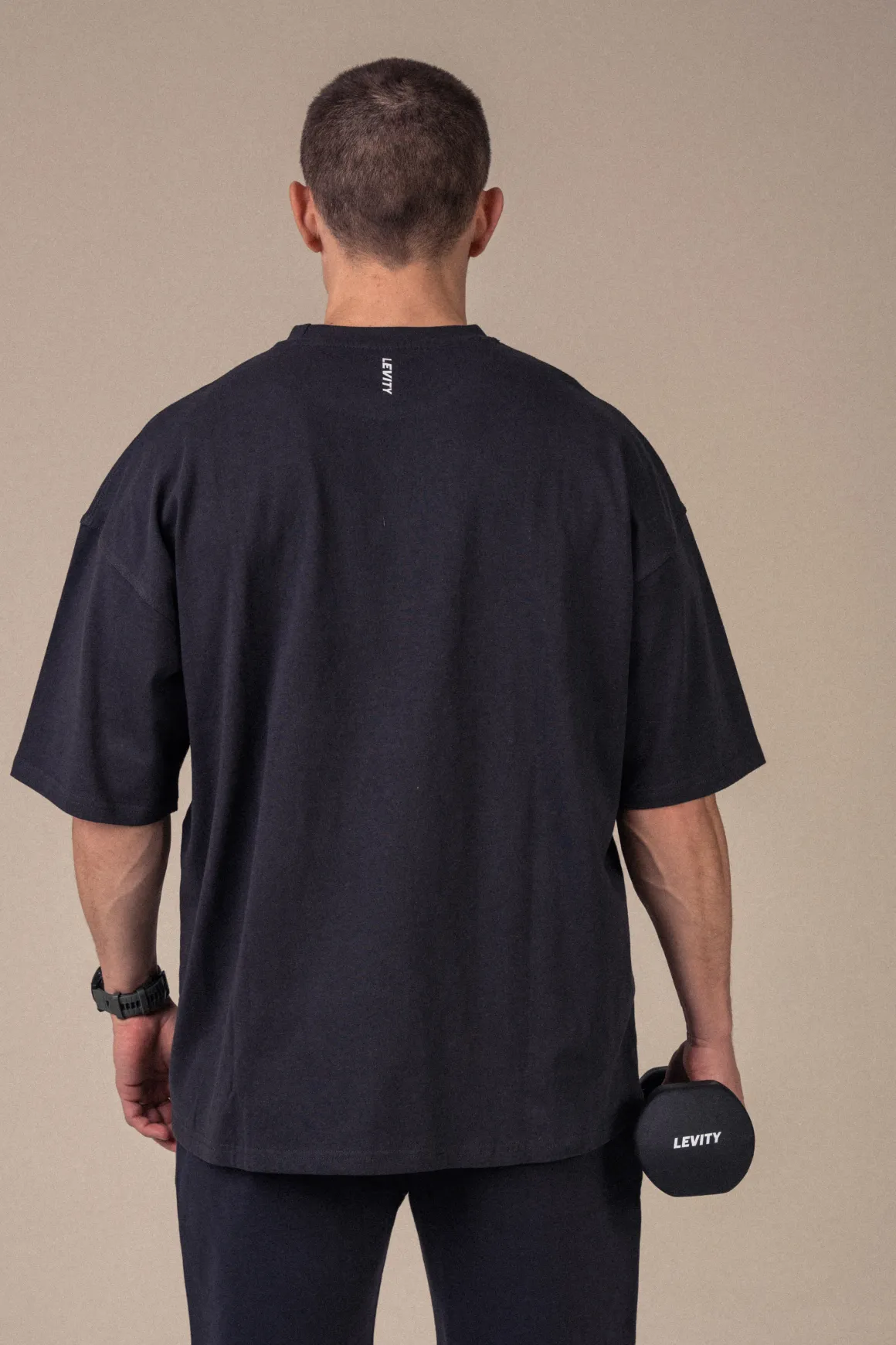 Oversized Cotton T-shirt M Black Charcoal
