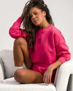 Oversized Crewneck + Beam Logo Shorts 5″ Pink/Red SET