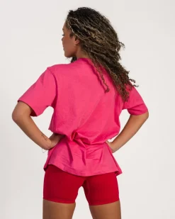 Oversized T-shirt + Beam Logo Shorts 5″ Pink/Red SET