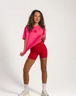 Oversized T-shirt + Beam Logo Shorts 5″ Pink/Red SET