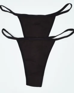 2-pack Cotton G-String Black