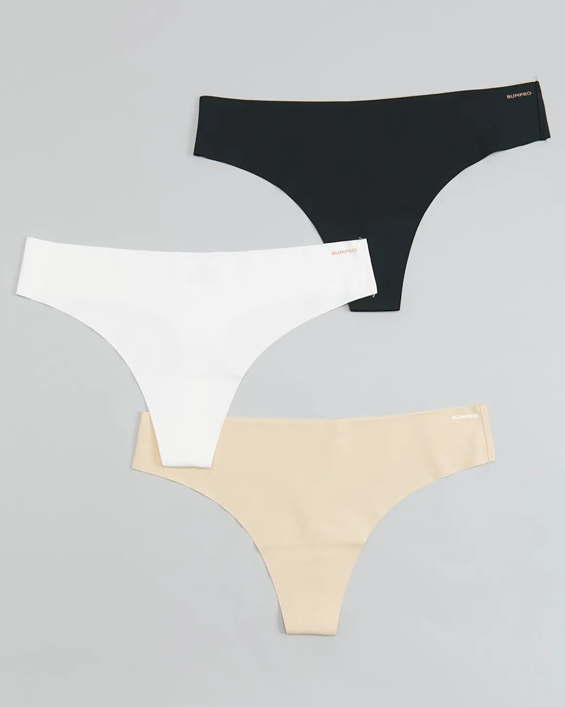 3-pack No Show Thong Black/White/Sand