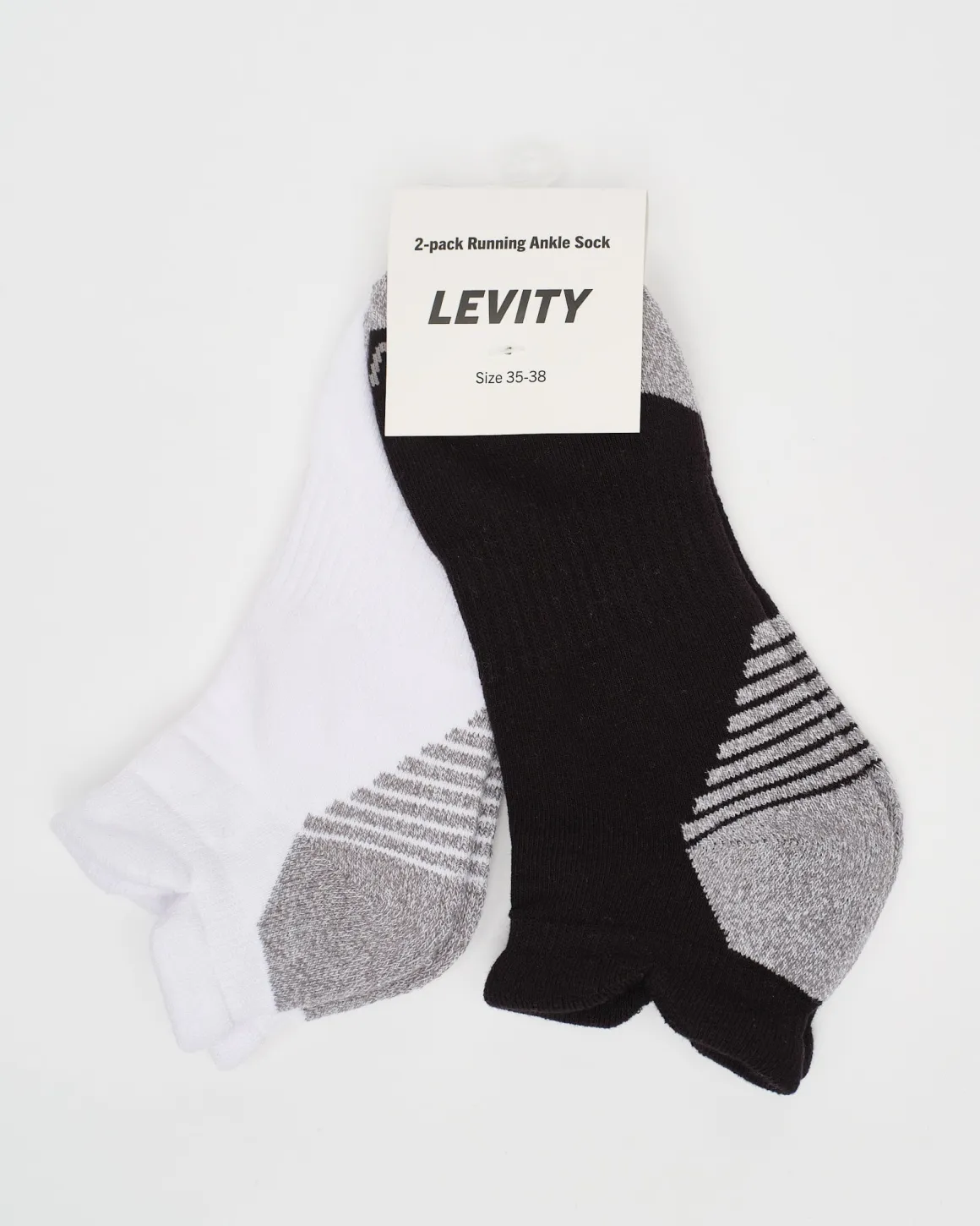 2-pack Running Ankle Sock Black/White