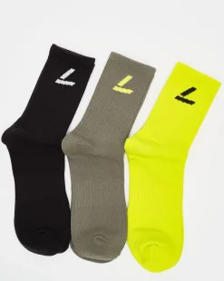 3-pack Sport Sock Black/Green/Yellow