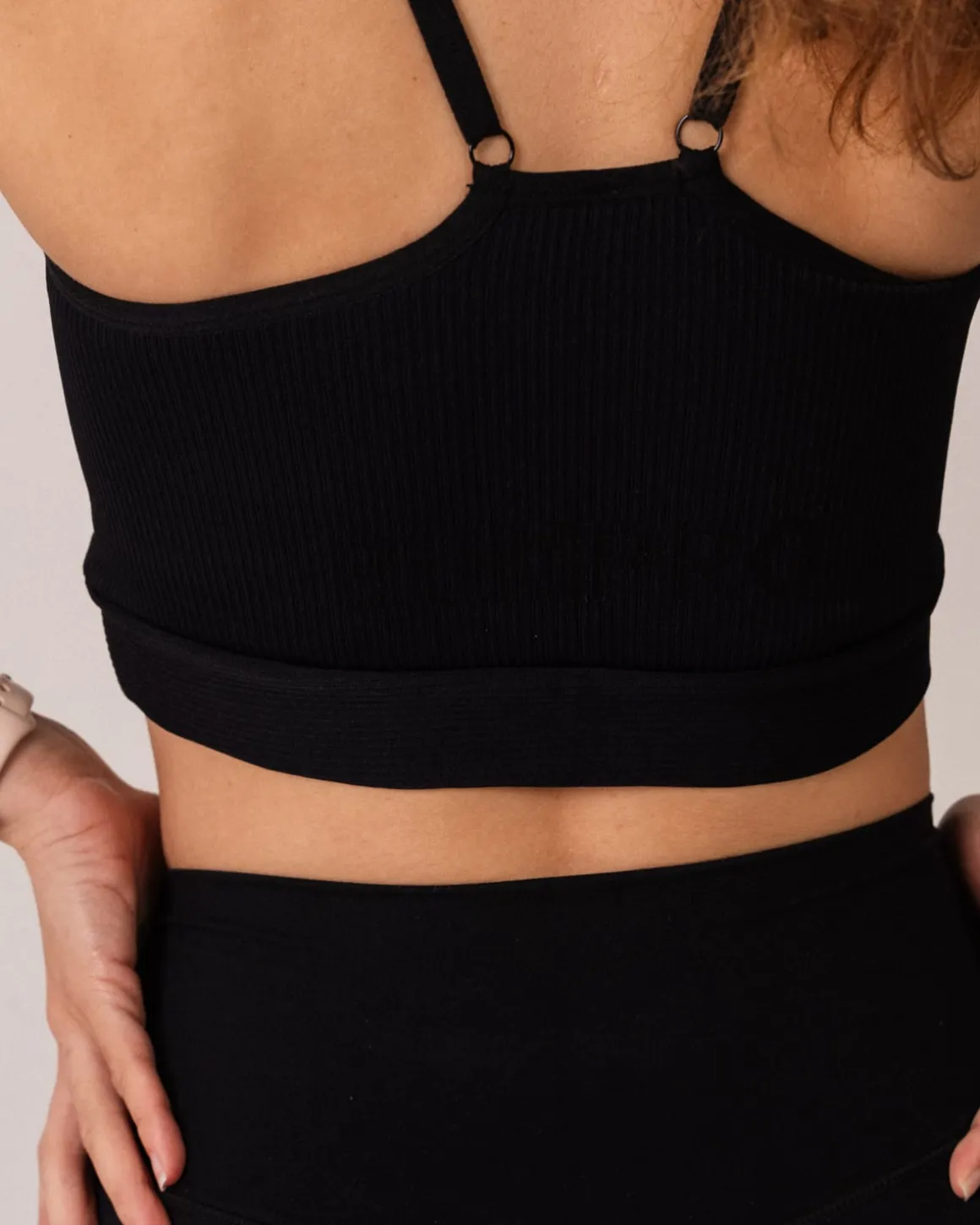 Perfect Rib Bra + Air Legging Cropped Black SET