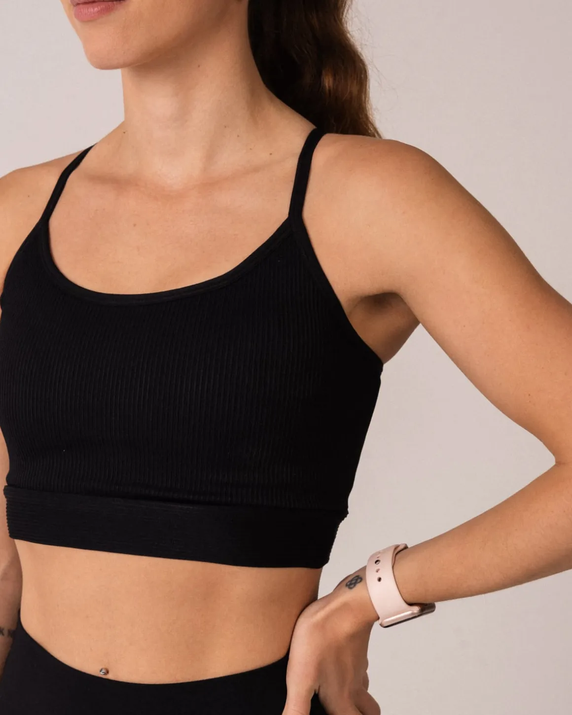 Perfect Rib Bra + Air Legging Cropped Black SET