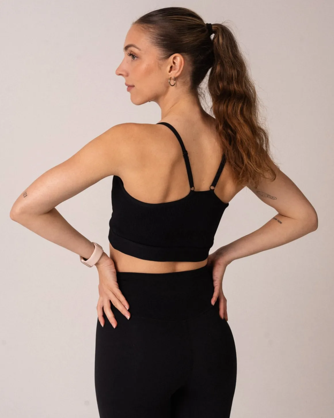 Perfect Rib Bra + Air Legging Cropped Black SET