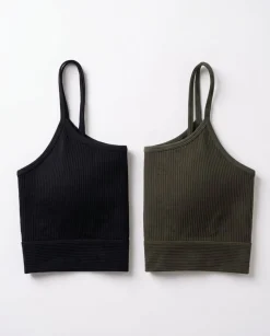 Perfect Rib Bra Black + Green 2-PACK