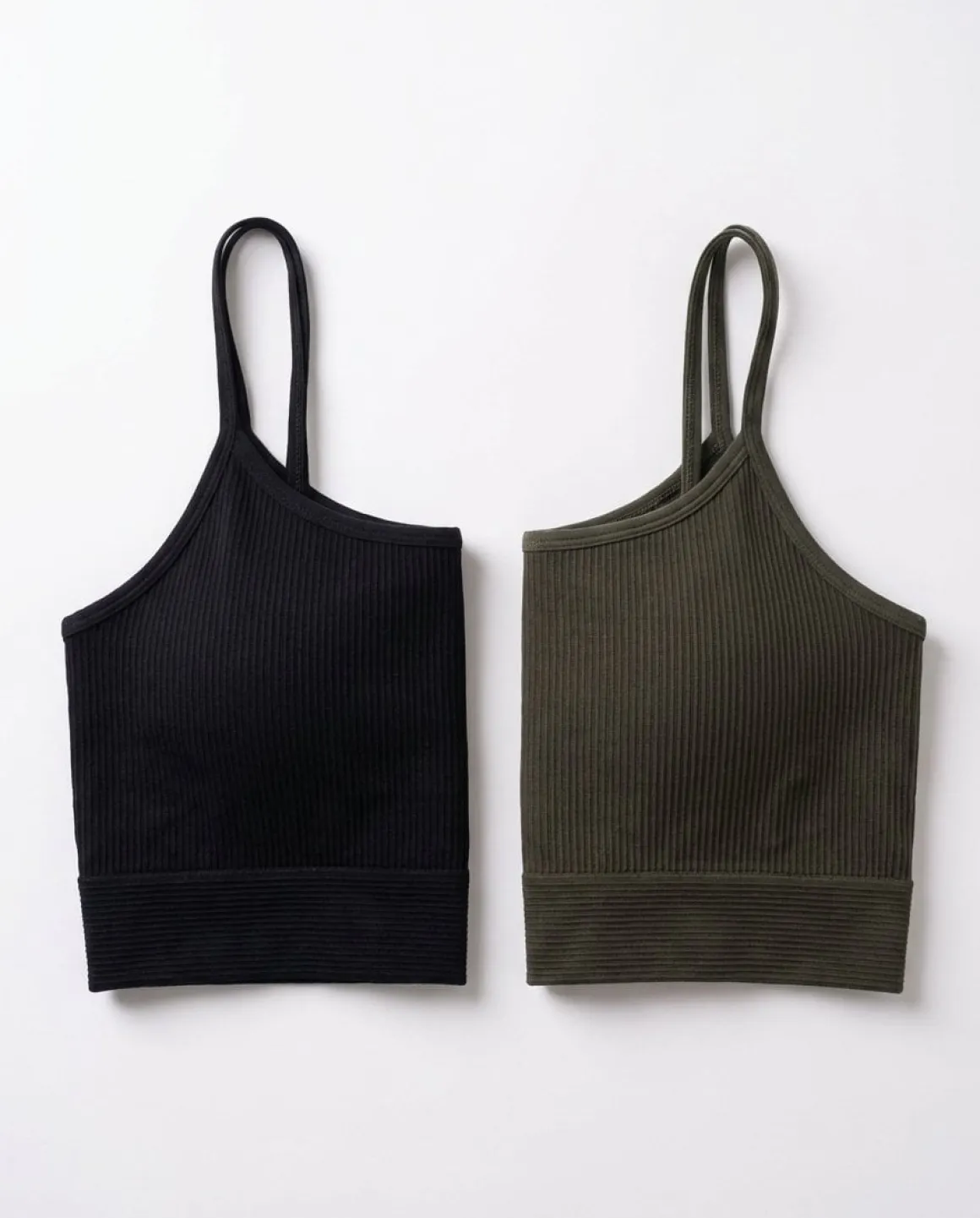 Perfect Rib Bra Black + Green 2-PACK