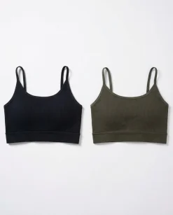 Perfect Rib Bra Black + Green 2-PACK
