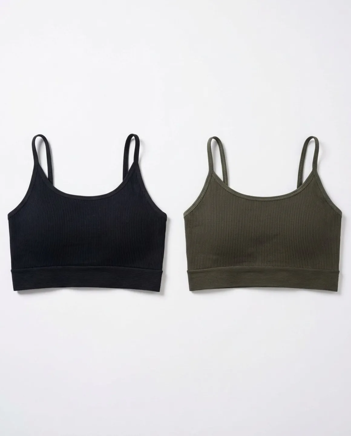Perfect Rib Bra Black + Green 2-PACK